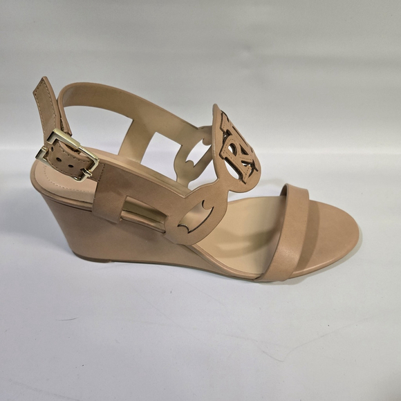 Lauren Ralph Lauren Amilea Nappa Leather Wedge Sandal Shoes Tan 9 NIB Designer - Picture 6 of 12